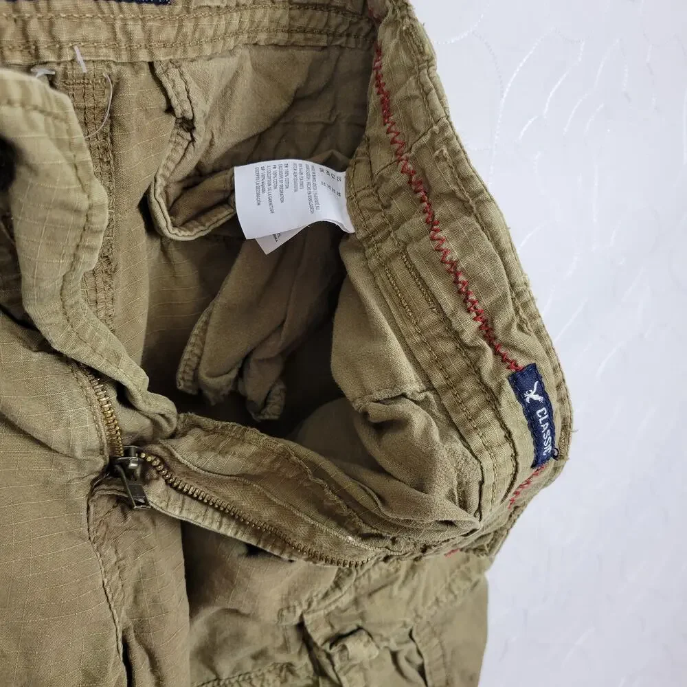 American Eagle Outfitters Men's Cargo Shorts 32 Khaki Tan Utility Pockets Casual